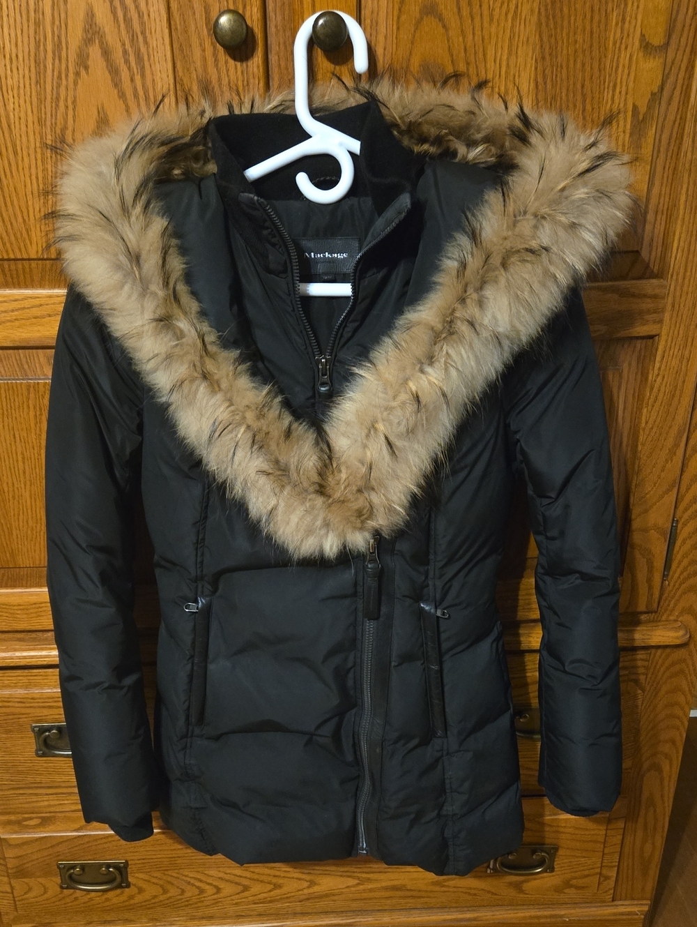 Mackage Adali Black jacket with Fur Trim